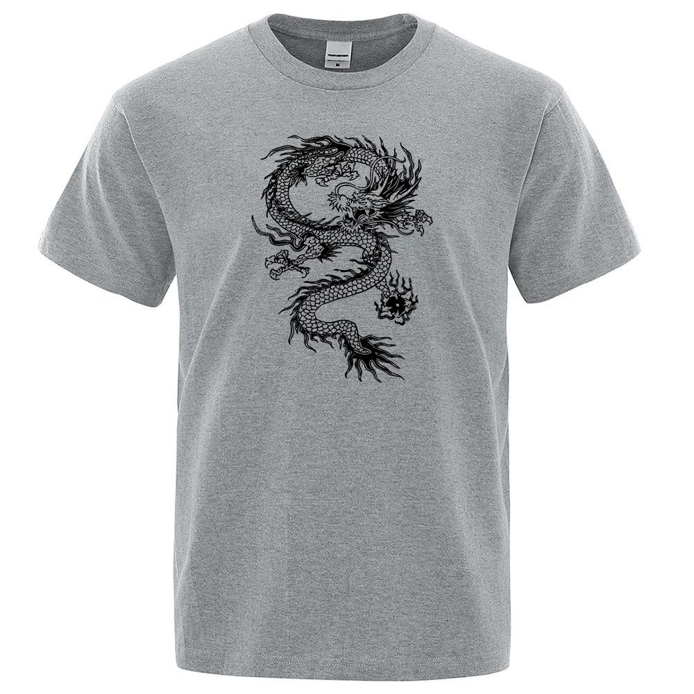 

Chinesestyle White Dragon Printed Mens and Womens Fashionable Breathable Loosefitting Clothing Highquality Tshirt M
