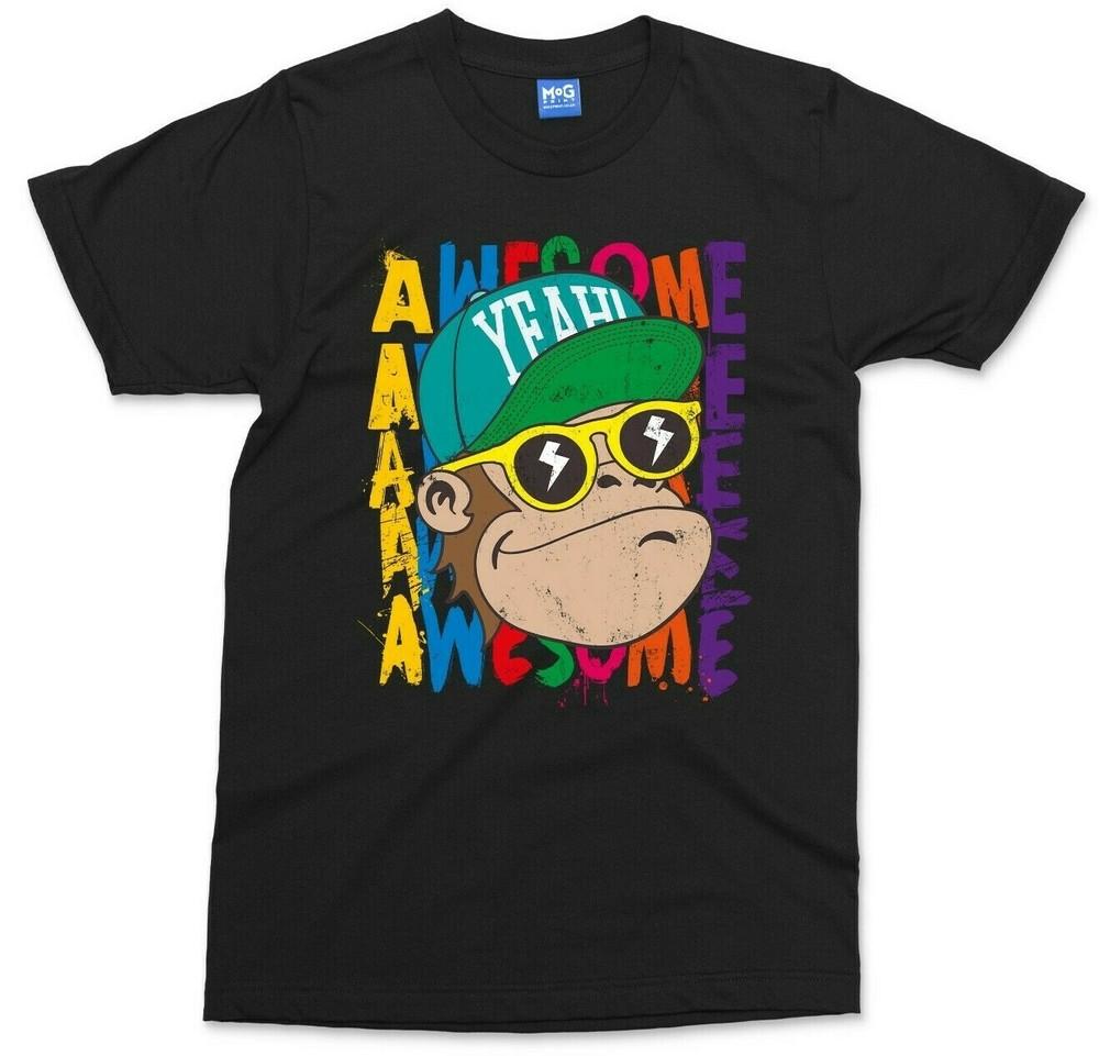

AWESOME MONKEY T-shirt Colourful Ape Chimp Funny Animal Cartoon Kids Boys Tee 4XL