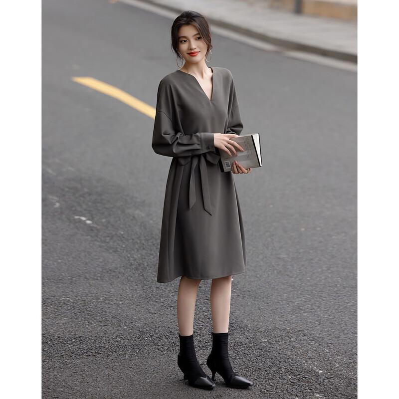 Demana French Minimalist Irregular Collar A-Line Dress