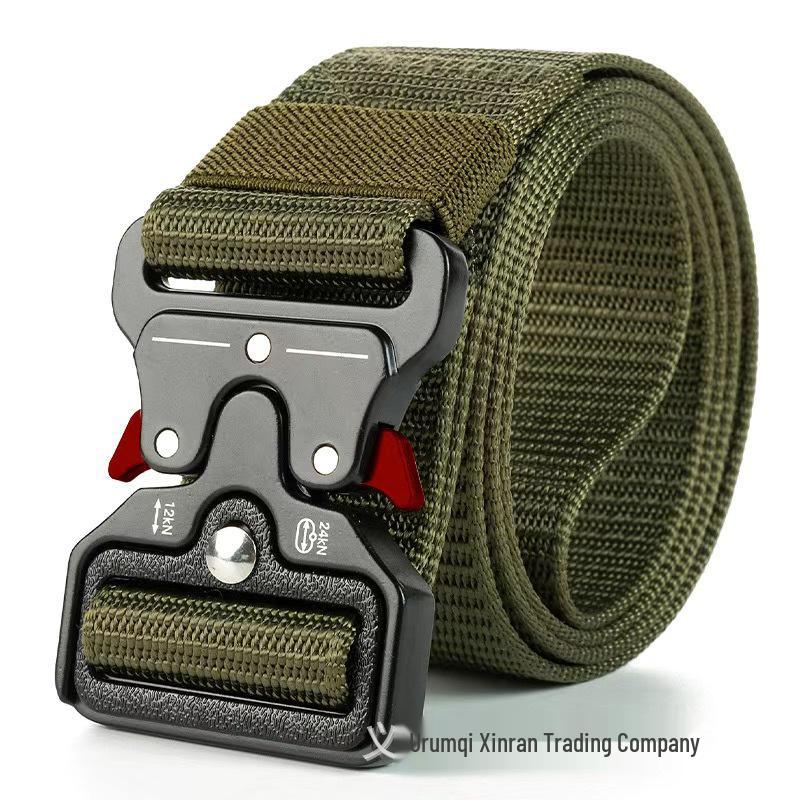 Outdoor Tactical Nylon Belt with Automatic Buckle for Military Training and Workwear