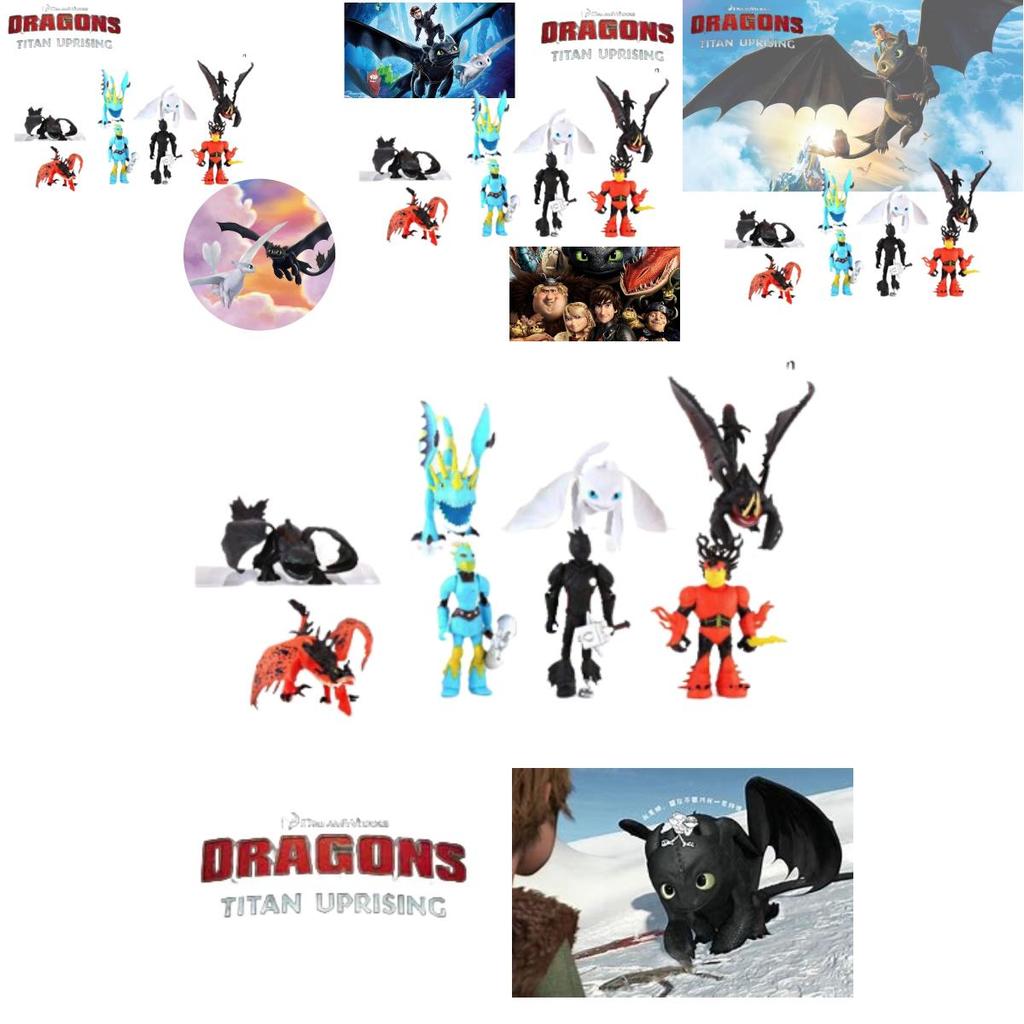 Dragon Toy Set 8-piece Night Fury Pvc Figures For Kids 4-6)