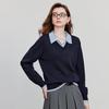 Chuyu Damen Retro Collegiate Faux Zweiteiliges Strickoberteil