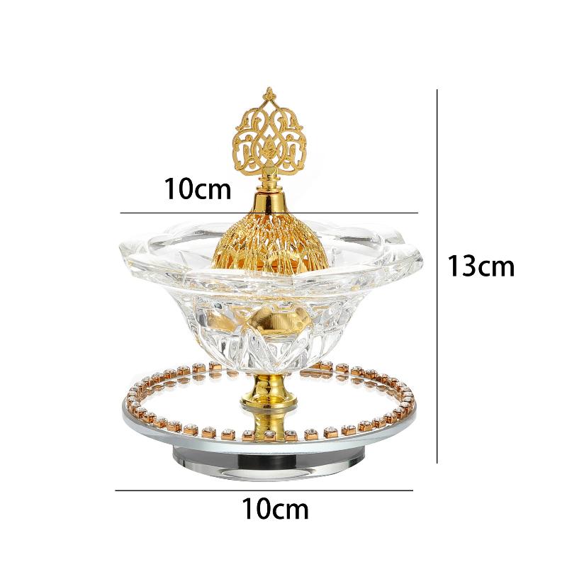 Arabian Crystal Flower Charcoal Incense Burner Rotating Bakhoor Holder with Clip Luxury Arabic Home Decor Scented Gift Set