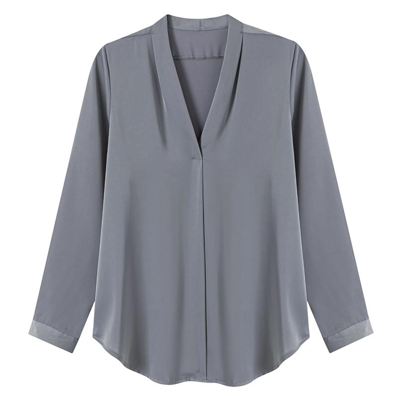 Women Fashion Blouses Shirts Long Sleeve V-Neck Office Lady White Chiffon Blouse Shirt Women Tops J754