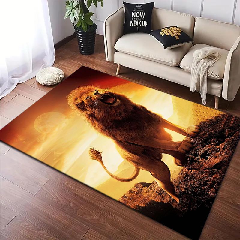 1PC Lion pattern printed Carpet Rug for Living Room Bedroom Home Sofa Decoration,Non-slip Floor Mat Floor mat