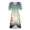 Beach Dresses For Women Spring Summer Elegant Wrap V Neck Boho Dress Flowy Ruched Hawaiian Maxi Dress