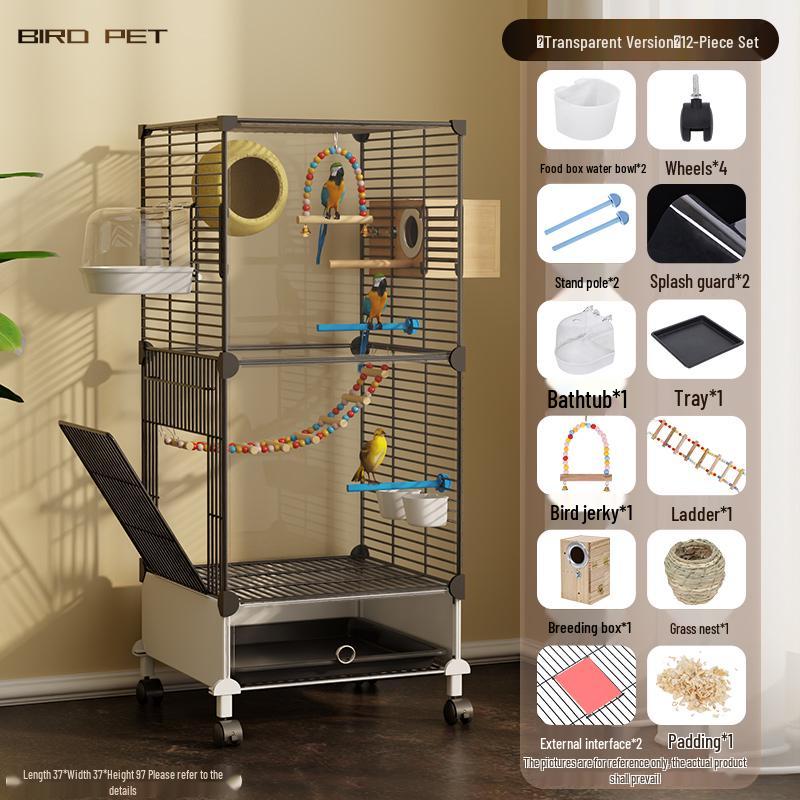 Luxury Large Bird Cage for Cockatiels, Budgerigars, Parrots with Breeding Box