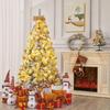 Golden Christmas Tree Set with Ornaments: 1.5m, 1.8m, 2.1m Flocked Pine with White Snow