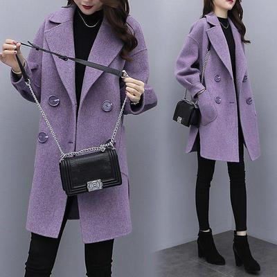 Manteau Long Violet en Laine Manches Lanterne Automne/Hiver 2025 pour Femme