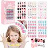 120Pcs Set Cute False Nails Full Cover Nail Tips for Children DIY Nail Art Kids Gift