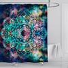 Bohemian 3D Shower Curtain, Indian Mandala Flower Green Blue Chic Color Modern Pattern Bathroom Fabric Home Decor Shower Curtain