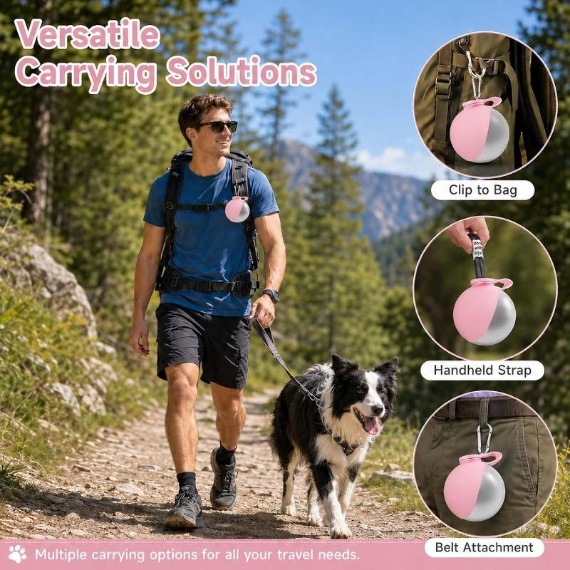 2-in-1 Tragbare Hundewasserflasche, Hundewasserflaschen für Spaziergänge und Reisen, 285ML Edelstahl Hundetrinkflasche & Silikonschale