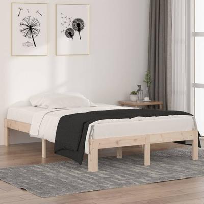 Vidaxl Bed Frame, Solid Wood, 120X190 Cm, Double