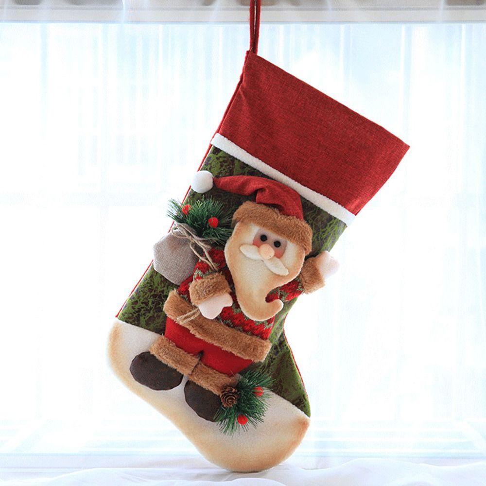 Three-dimensional Christmas Sock Santa Claus Christmas Decoration New Year Gift Bag Home Party