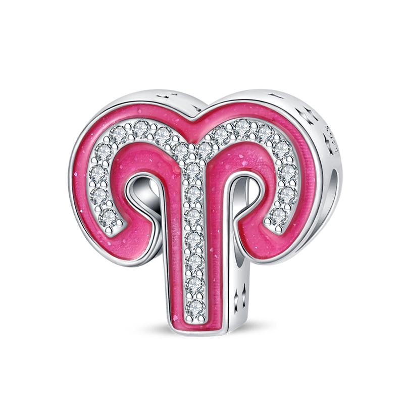100% Copper Metal 26 Letter Shiny Princess Pink Series Charm Bead Components Bead Components Compatible With Authentic Original Bracelets Do It