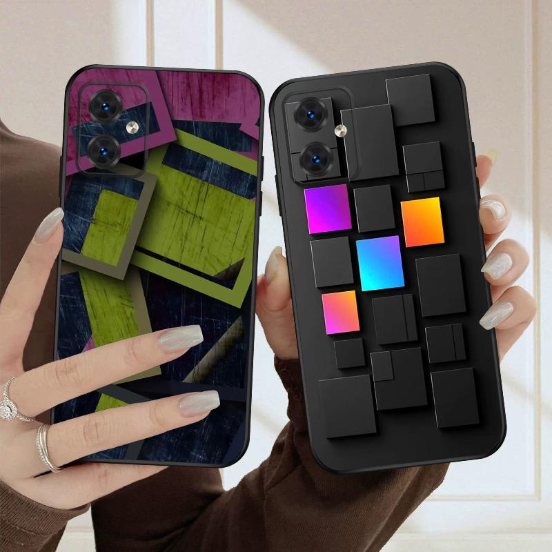 Blocos de cor 2D Para Motorola Moto G 04 05 14 15 24 34 35 54 55 75 84 85 Edge 40 50 Fusion 60 Fusion capa de telefone de silicone macio