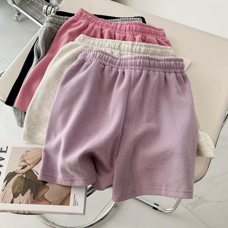 Summer Shorts Women Elasticity Lovely Girls Korean Style Sweet Students Harajuku Simple Pure Gray Trousers Female
