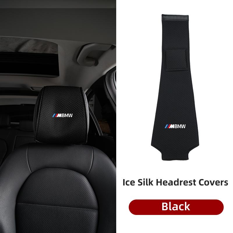 BAGG9 Car Sticker Car Ice Silk Headrest Cover Headrest Dust Cover Accessories Interior For BMW Motorsport F11 G11 F10 F30 G08 G28 G20