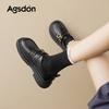 Black New Autumn Soft-soled British-style Small Leather Shoes
