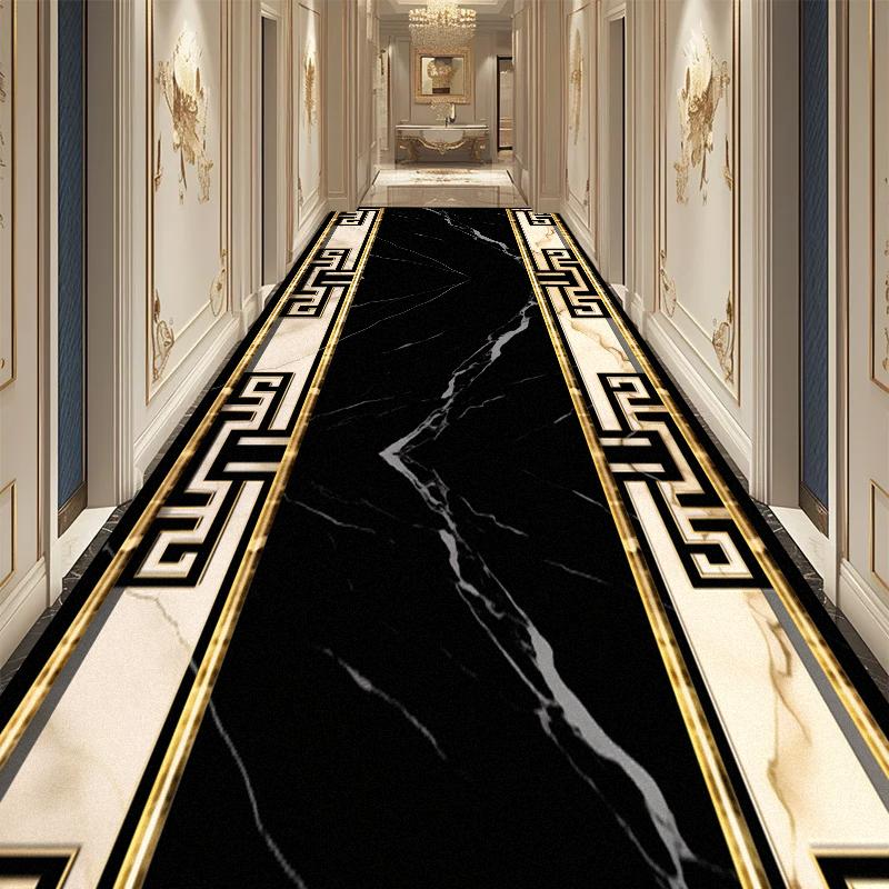 Luxury Long Corridor Carpet European High End Hallway Carpet Non-slip Stairway Home Decor Rug Washable Runner Aisle Kitchen Mats