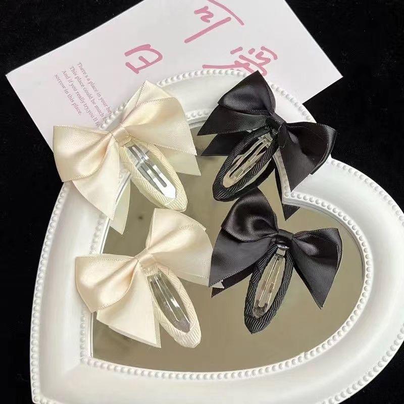 2Pcs Korean  Ribbon Bowknot Hair Clips Elegant Sweet Bow Hairpin Barrettes Bb Clips For Women Girl Hair Accessories
