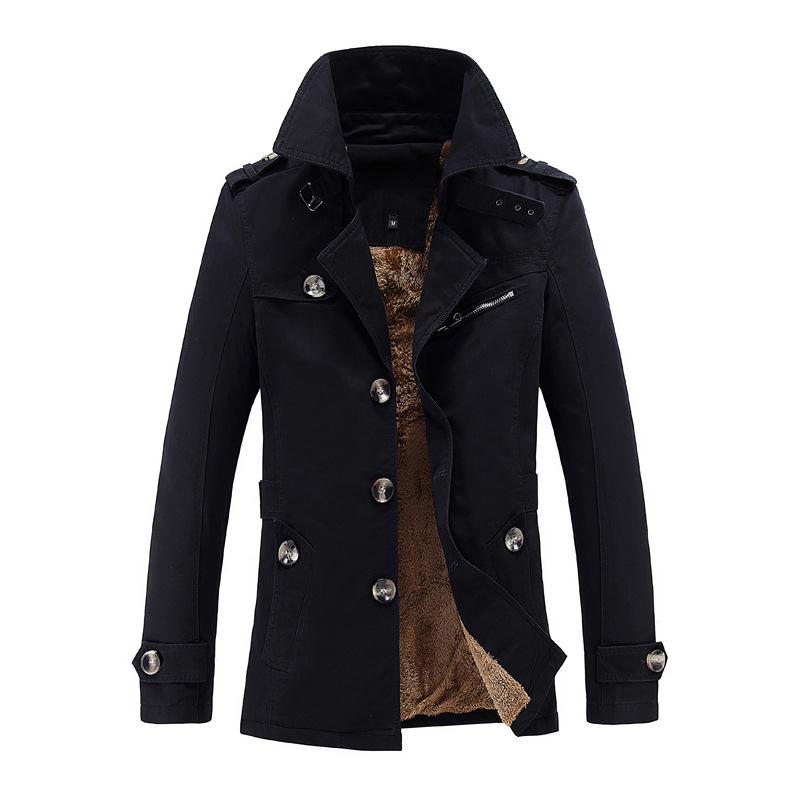Casaco Grosso Quente Jaquetas Masculinas Corta-vento Roupas Masculinas Fleece Homens Casacos Longos Masculinos Casual Outerwear Clássico Jaqueta Longa Primavera Outono Inverno
