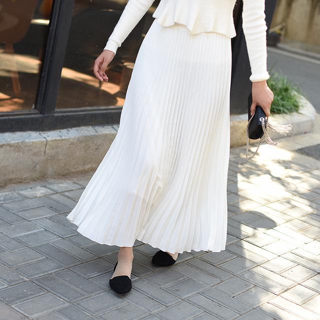 Falda Plisada Clásica para Mujer 90cm/80cm Larga Falda Femenina de Cintura Elástica Talla Grande Falda Plisada de Terciopelo para Invierno Largo hasta el Tobillo