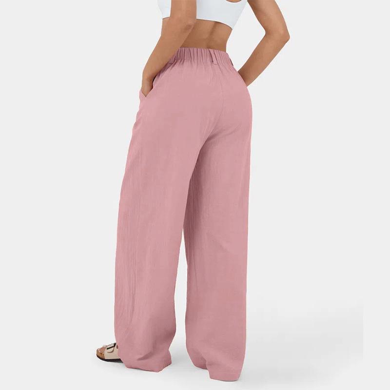 Women's Long Straight Leg Pants, High Waisted Pants, Wide Leg Pants, Casual Loose Pants