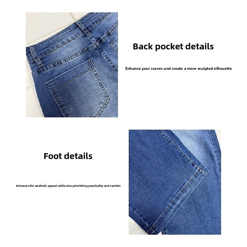 2026 New Vintage Wide-Leg Jeans for Women, Embroidered Stretch Straight Pants, Casual Long Trousers