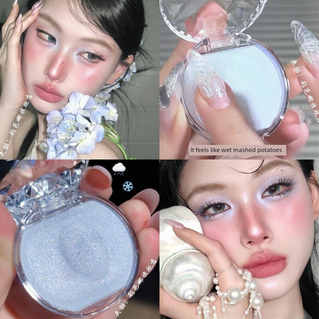 Japanese-Style Transparent Blue Eyeshadow Summer Limited Edition Mermaid Blue Highlighter Blush Cream for Daily Use with a High-End Feel