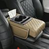 5-in-1 Nappa Leather Console Armrest Cover with Cup Holder