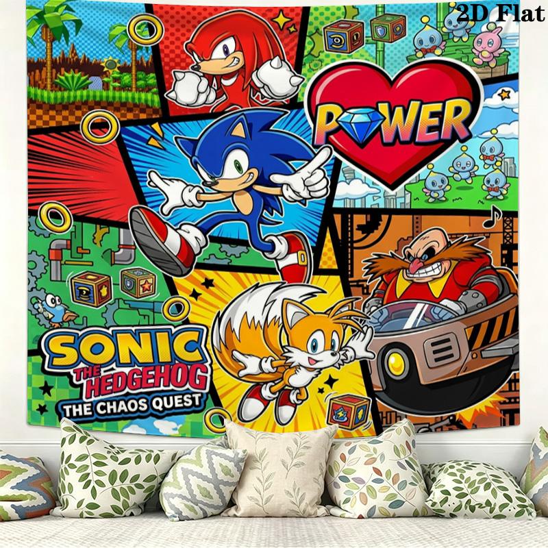 Sonic Hedgehog Wall Tapestry Aesthetic Wall Hanging Printed Fabric Blanket Decorative Tapestries For Bedroom Living Room Home Decor