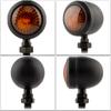 2PCS Metal Retro Motorcycle Turn Signal 12V Indicator Light  Black Chrome Bullet Running Lights Amber Blinkers Universal