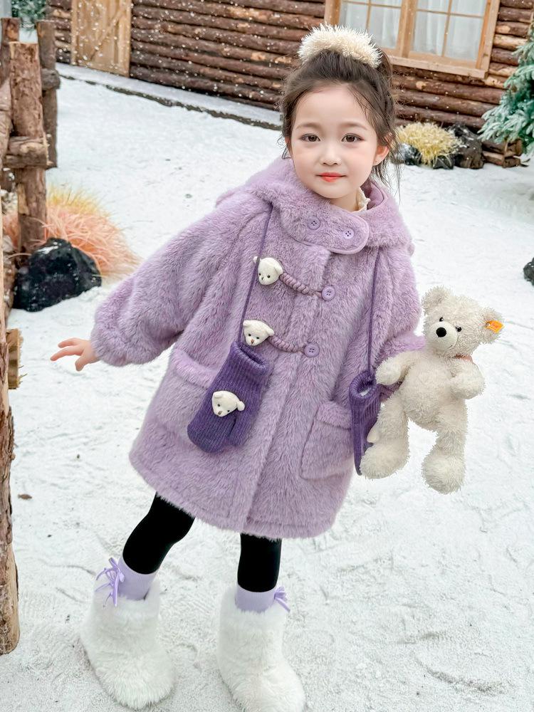 2025 Girls' Fleece-lined Lambswool Coat - Stylish Autumn/Winter Sweater for Kids