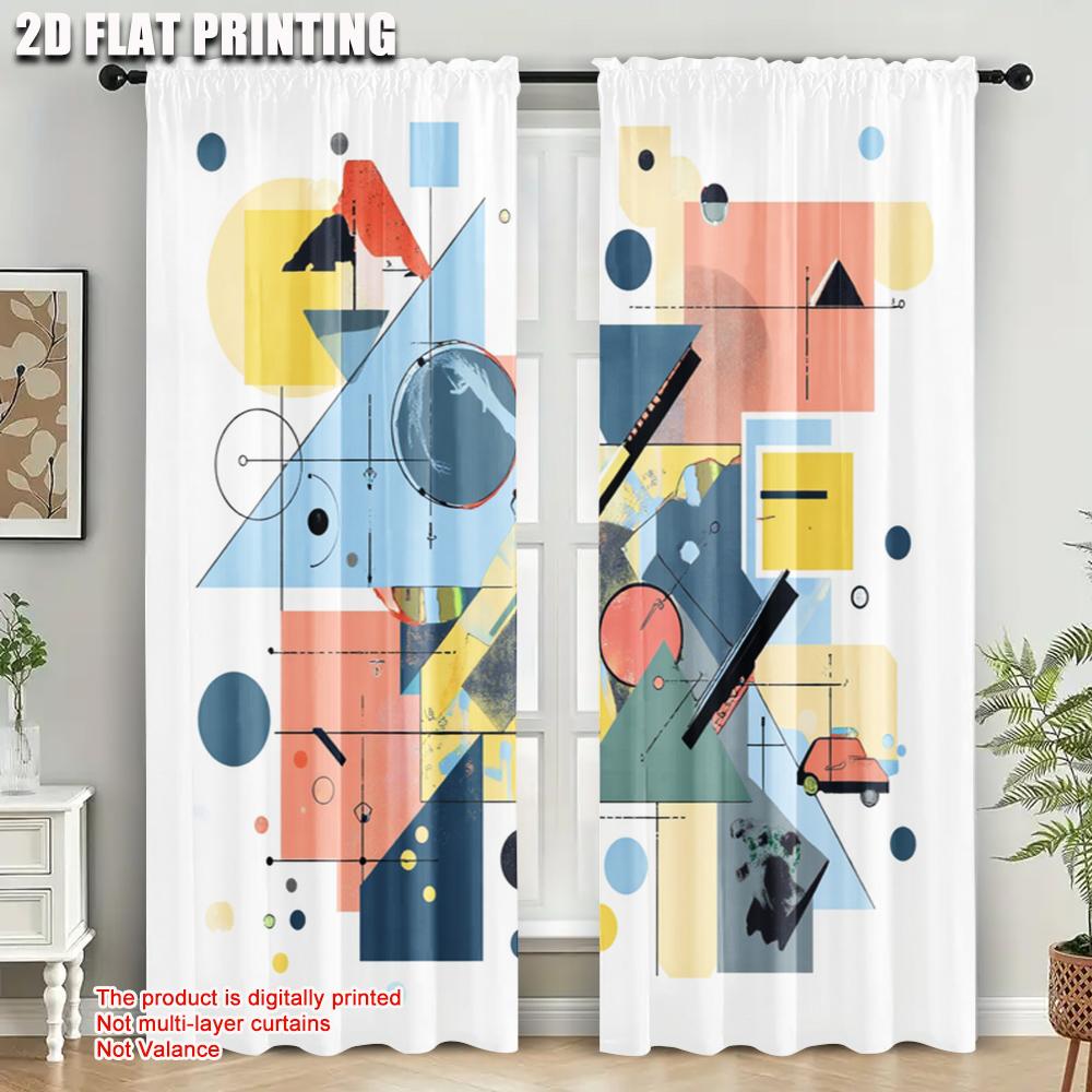 2pcs, plane printing Minimalist Curtains Abstract classic famous painting Durable Polyester (without rod) Decorations Inside