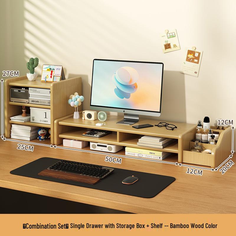 Monitor Riser Desktop Stand with Storage Shelves
