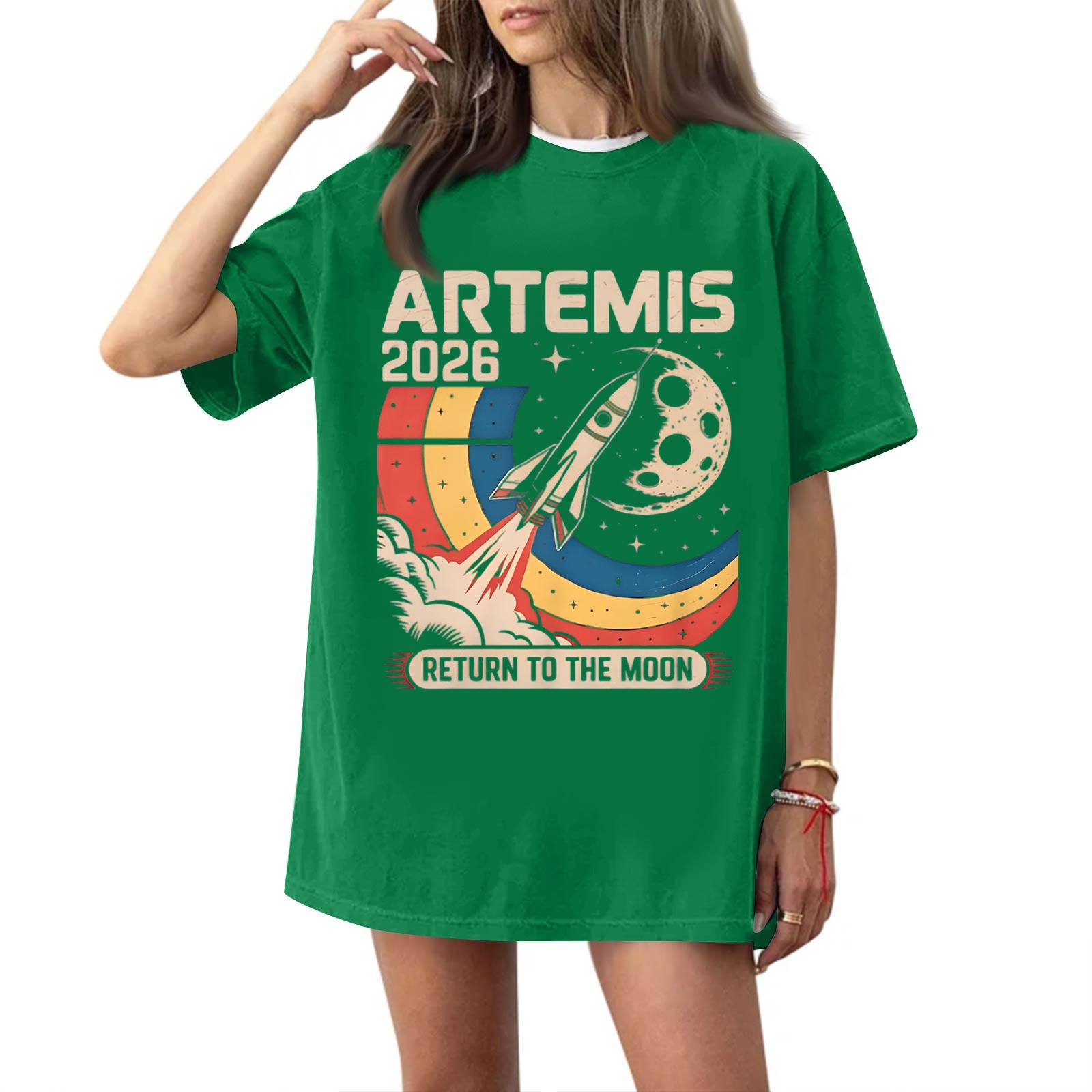 

Women s Casual Short Sleeve T-Shirt Round Neck Top Printed Design Lightweight Comfortable Fit Summer Wear L зелёный