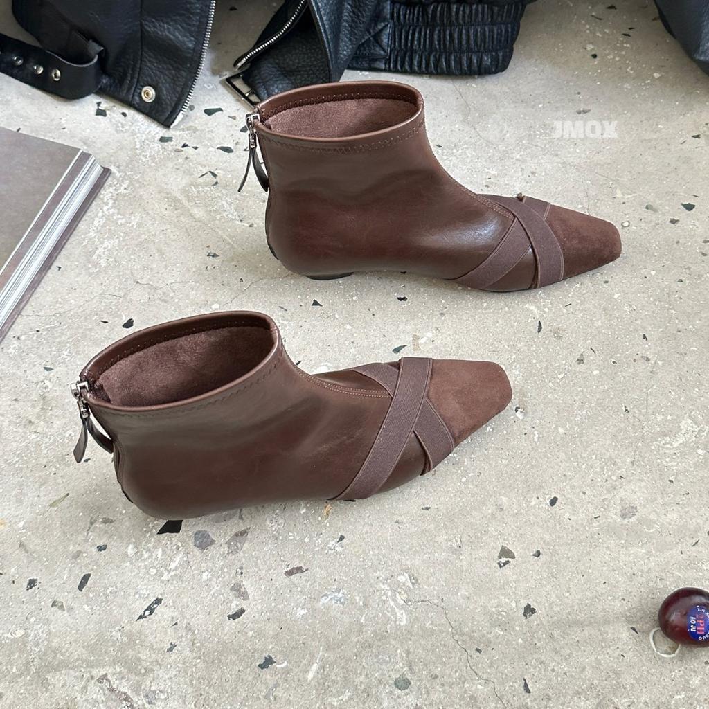 Flat short boots women's low heels 2025 autumn and winter new boots square head women's boots short boots niche thin boots Martin boots