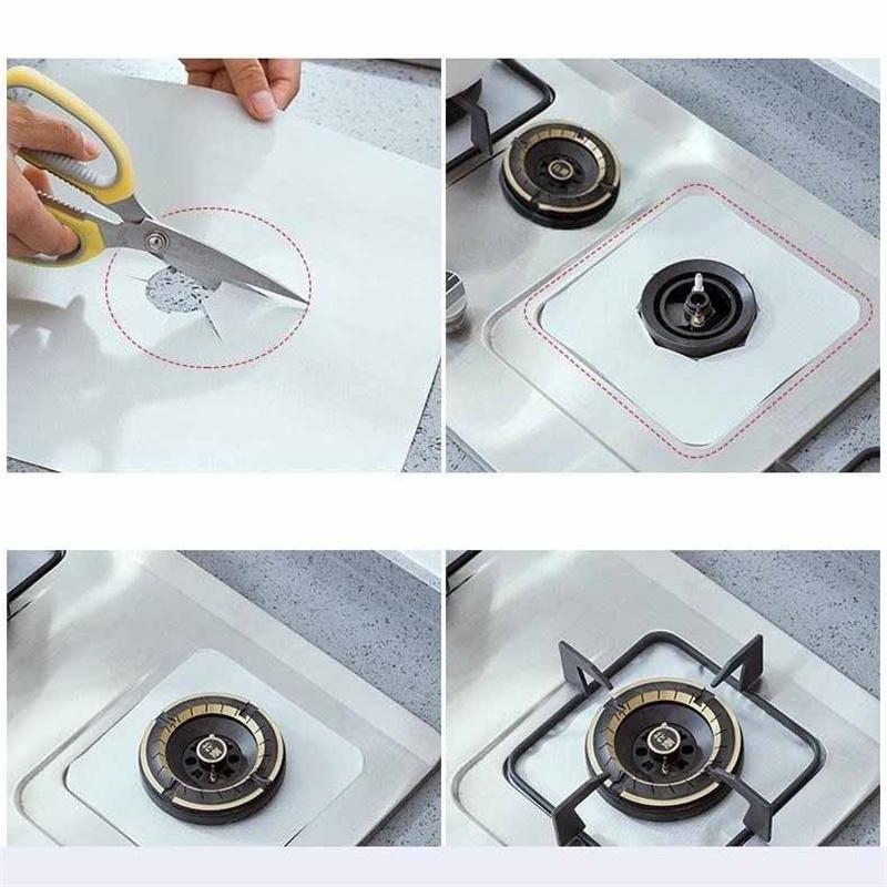27x27cm Heat-Resistant Gas Stovetop Protector Mat Non-Slip Oil & Stain Proof Cooktop Pad Washable & Reusable Kitchen Cleaning Mat