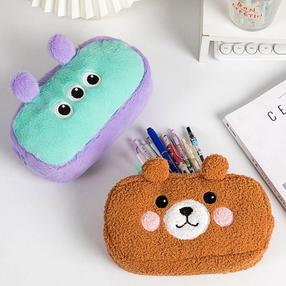 Cartoon Mäppchen Plüsch Aufbewahrungstasche für Schreibwaren Niedliche Stiftebox Schul- Bürobedarf