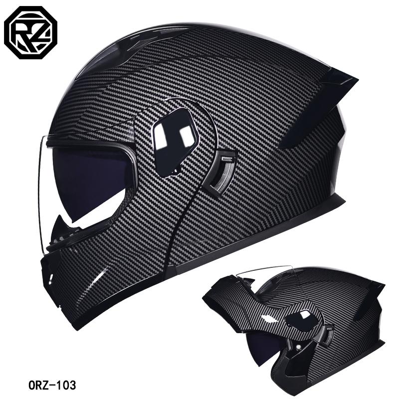 ORZ-103-Motorcycle Helmet with Exposed Face, Men's and Women's Semi Full Helmets, All Season Motorcycle Large Tail Wing