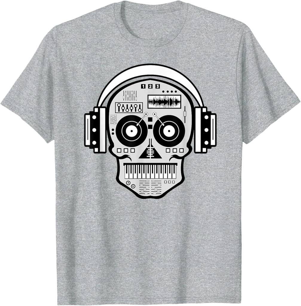 Sugarskull DJ Table Shirt Skull Disc Jockey Headphones TShirt