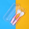 Baby Spoon and Fork Set Travel Case Bendable & Non-Slip Handle Baby Training Spoon with Storage Box Portable Baby Tableware for Babies Infants Toddler
