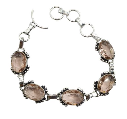 Smoky Quartz Gemstone Silver Plated Handmade Bracelet Jewelry BR 62
