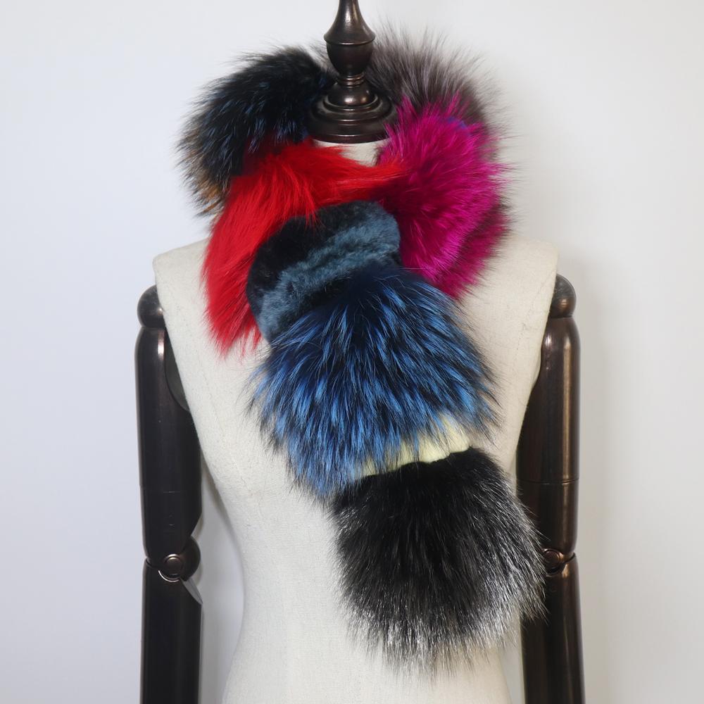 Women Winter Thick Keep Warm Real Fox Fur Scarf Natural Soft Fluffy Fur Scarves Lady Fashion Colorful Real Fox Fur Mufflers
