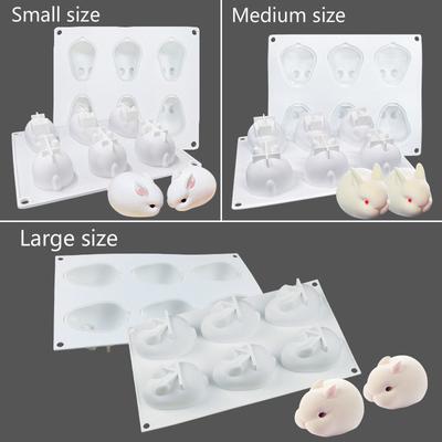 6 bile tavşan mousse kek silikon kalıp dondurma jöle silikon pişirme aşındırıcı