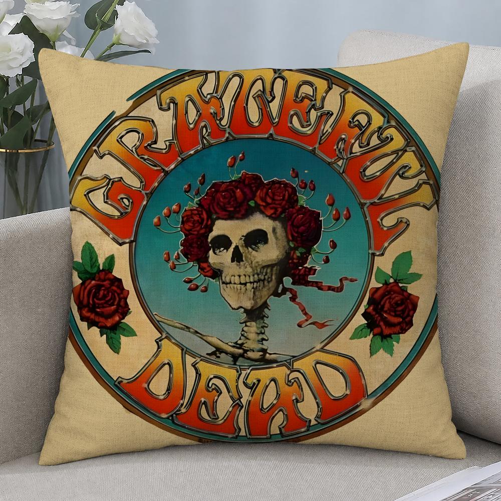 Band Grateful Dead Cushion Cover Cushion Covers Natural Linen Breathable Sofa Bedroom Decor Pillowcase