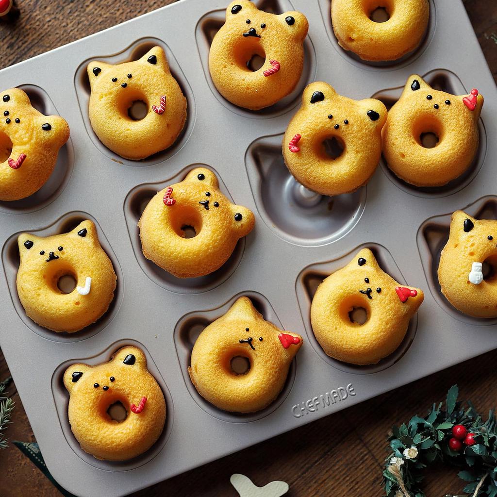 CHEFMADE Cupcake Panda Baking Outer x cm x 6 x 6 cm Molds, 12-Piece Set, Non-Stick Mold, Dimensions Approx. 32.6 25.8 2.3 cm, Cups