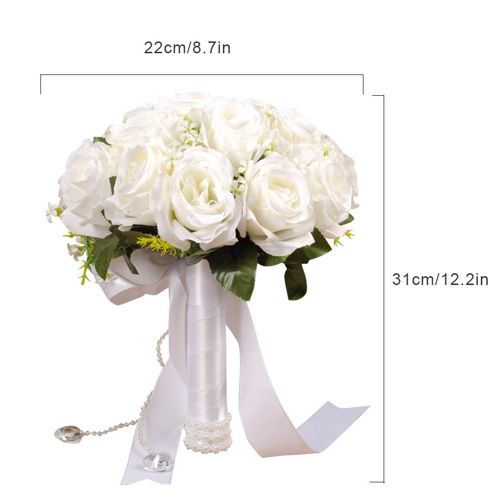 Wedding Satin Bouquet with Pearl Ribbon Bridal Hand Decoration Artificial Decorative Flowers for Engagement Celebration