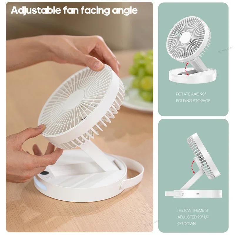 3600mAh Foldable Portable Desktop Fan Angle Adjustable Rechargeable Fan Air Circulator Ventilator Silent High Wind Power 5 Speed